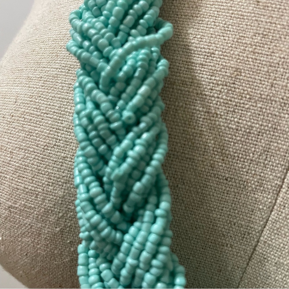 Vintage Thick Turquoise Beaded Statement Necklace - Picture 4 of 6